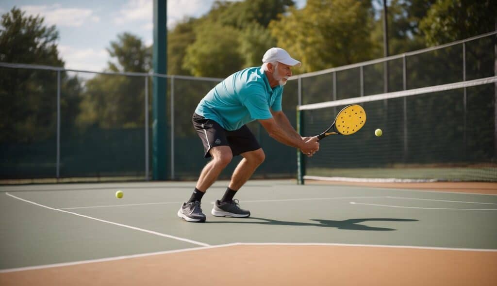 A pickleball player follows safety guidelines to prevent injuries on the court